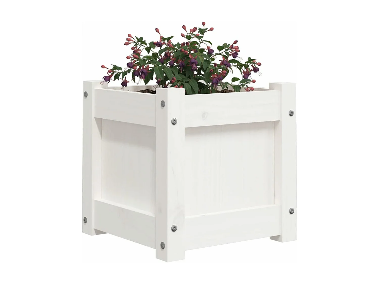 Jardinière blanc 31x31x31 cm bois de pin massif FR27386