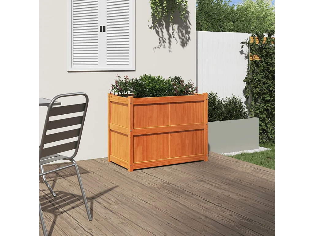 Jardinière cire marron 90x50x70 cm bois de pin massif FR75473