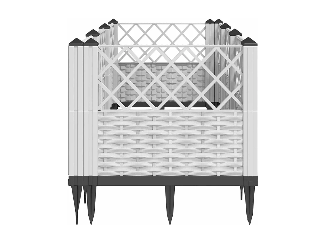 Jardinière avec piquets blanc 123,5x43,5x43,5 cm PP FR18545