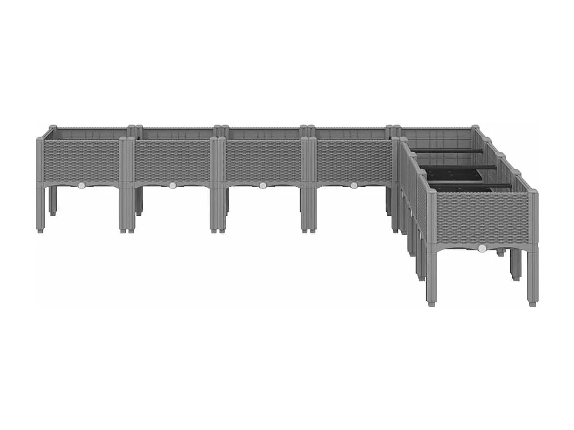 Plantenbak met poten 200x160x42 cm polypropeen lichtgrijs BE922771