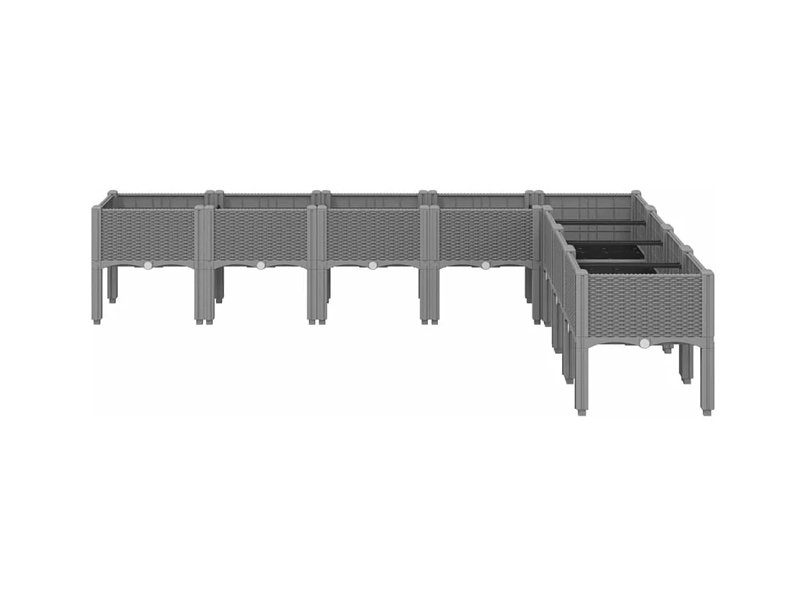 Jardinière avec pieds gris clair 200x160x42 cm PP FR14820