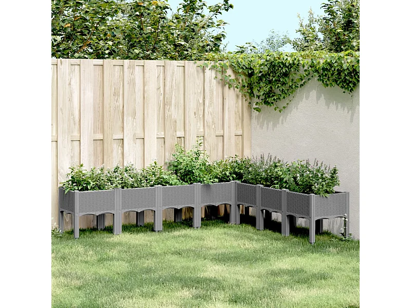 Jardinière avec pieds gris clair 200x160x42 cm PP FR14820