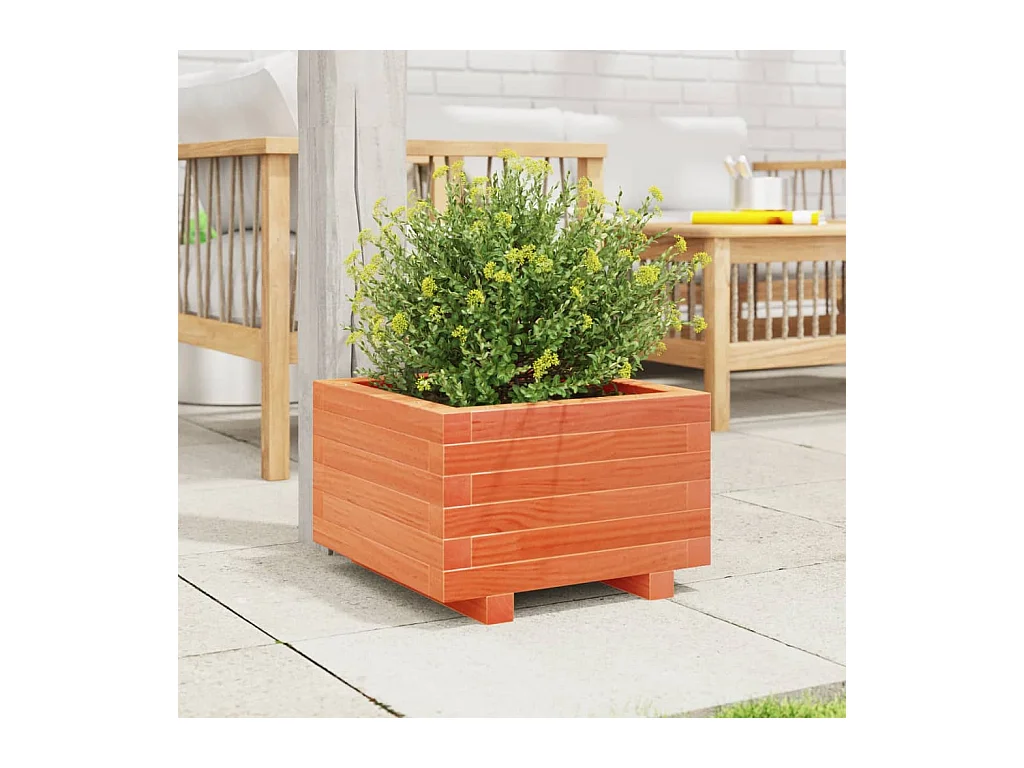 Jardinière cire marron 40x40x26,5 cm bois de pin massif FR34678