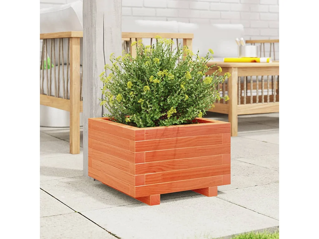 Jardinière cire marron 40x40x26,5 cm bois de pin massif FR34678