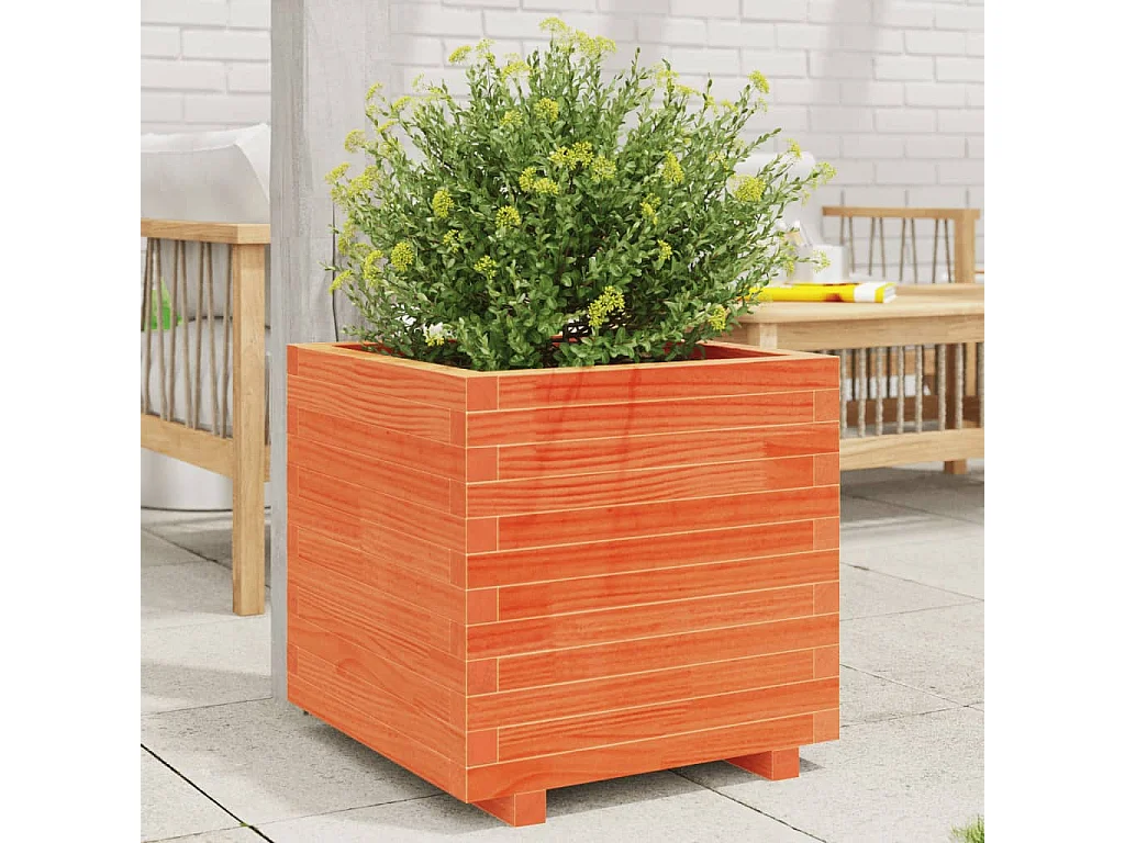 Jardinière cire marron 50x50x49,5 cm bois de pin massif FR82380