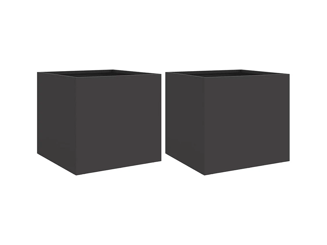 Jardinières 2 pcs noir 32x30x29 cm acier laminé à froid FR69817