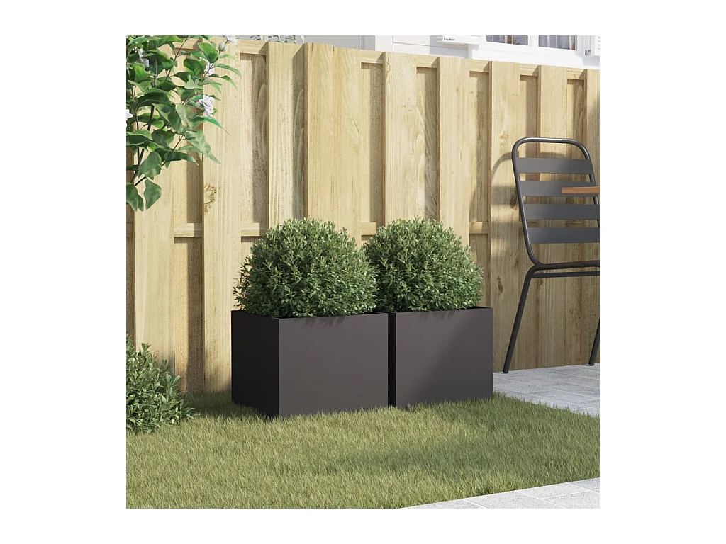 Jardinières 2 pcs noir 32x30x29 cm acier laminé à froid FR69817