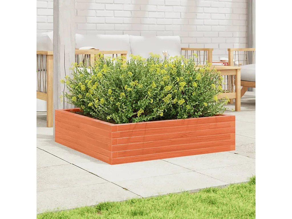 Plantenbak 90x90x23 cm massief grenenhout wasbruin BE352607