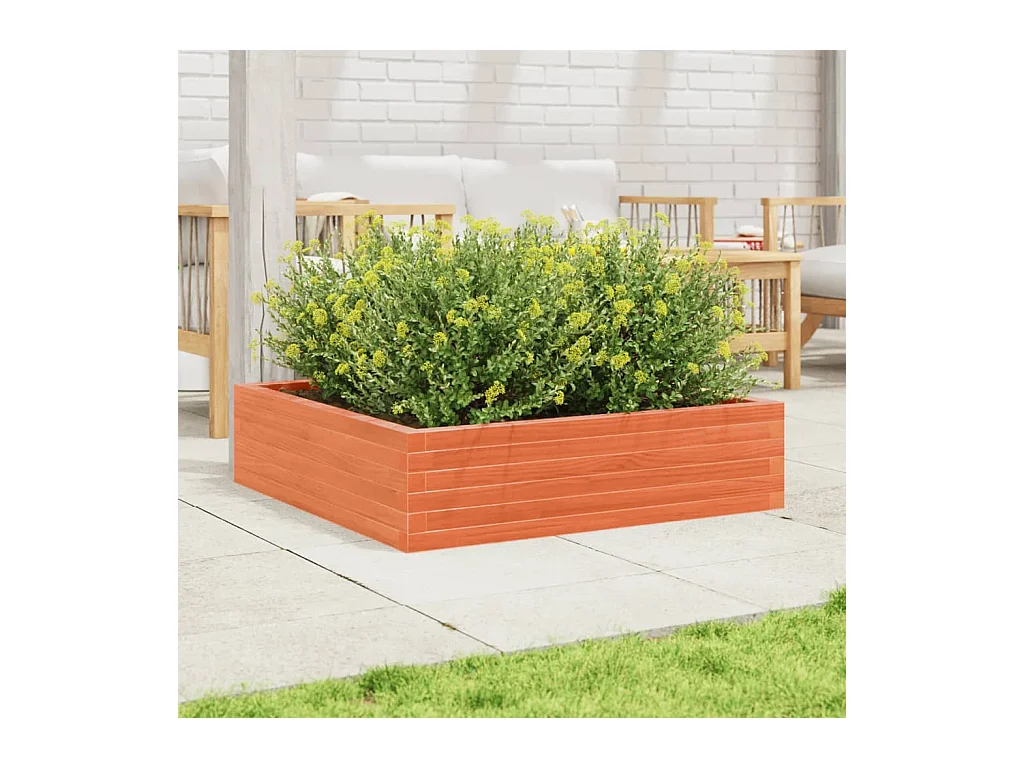 Jardinière cire marron 90x90x23 cm bois de pin massif FR88597