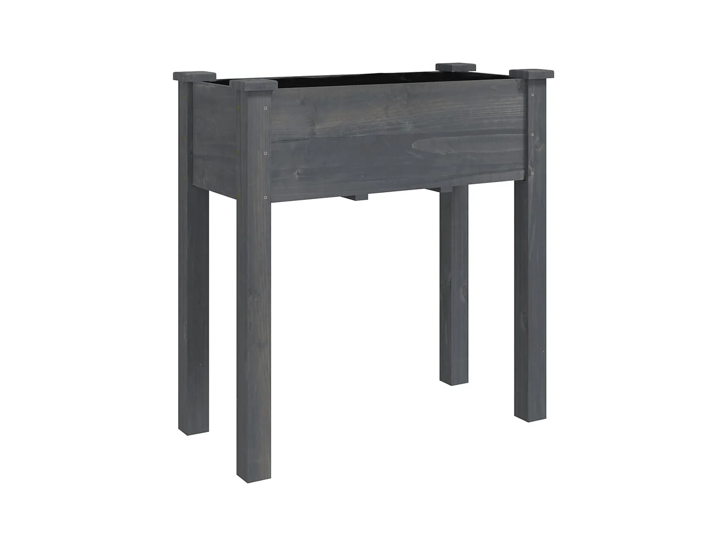 Jardinière sur roues avec doublure gris 71x37x80 cm bois sapin FR76398