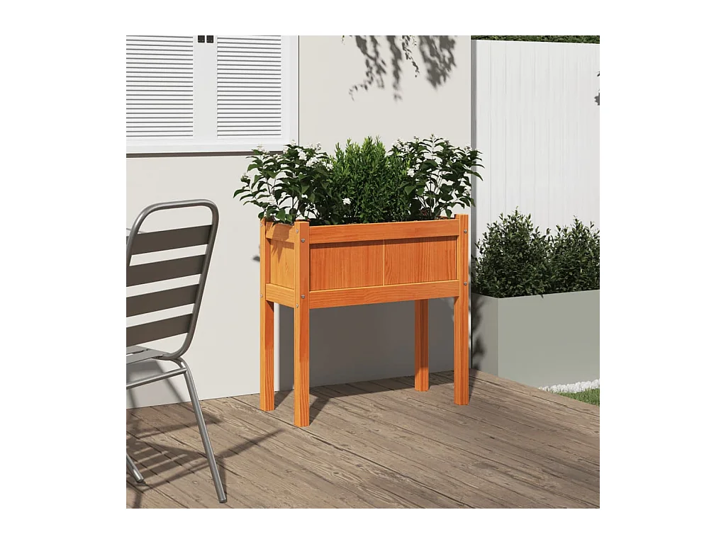 Jardinières et pieds cire marron 70x31x70 cm bois de pin massif FR10858
