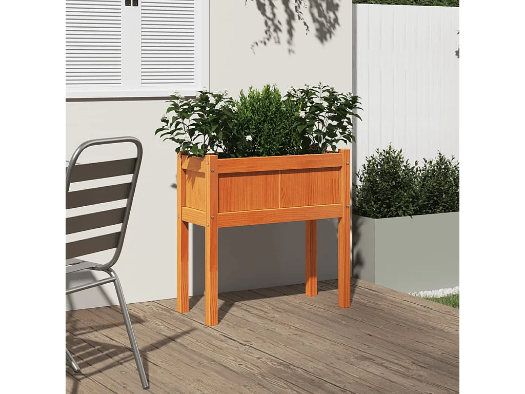 Jardinières et pieds cire marron 70x31x70 cm bois de pin massif FR10858