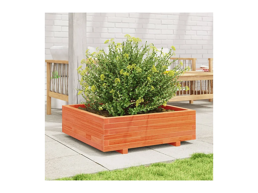 Jardinière cire marron 80x80x26,5 cm bois de pin massif FR50408
