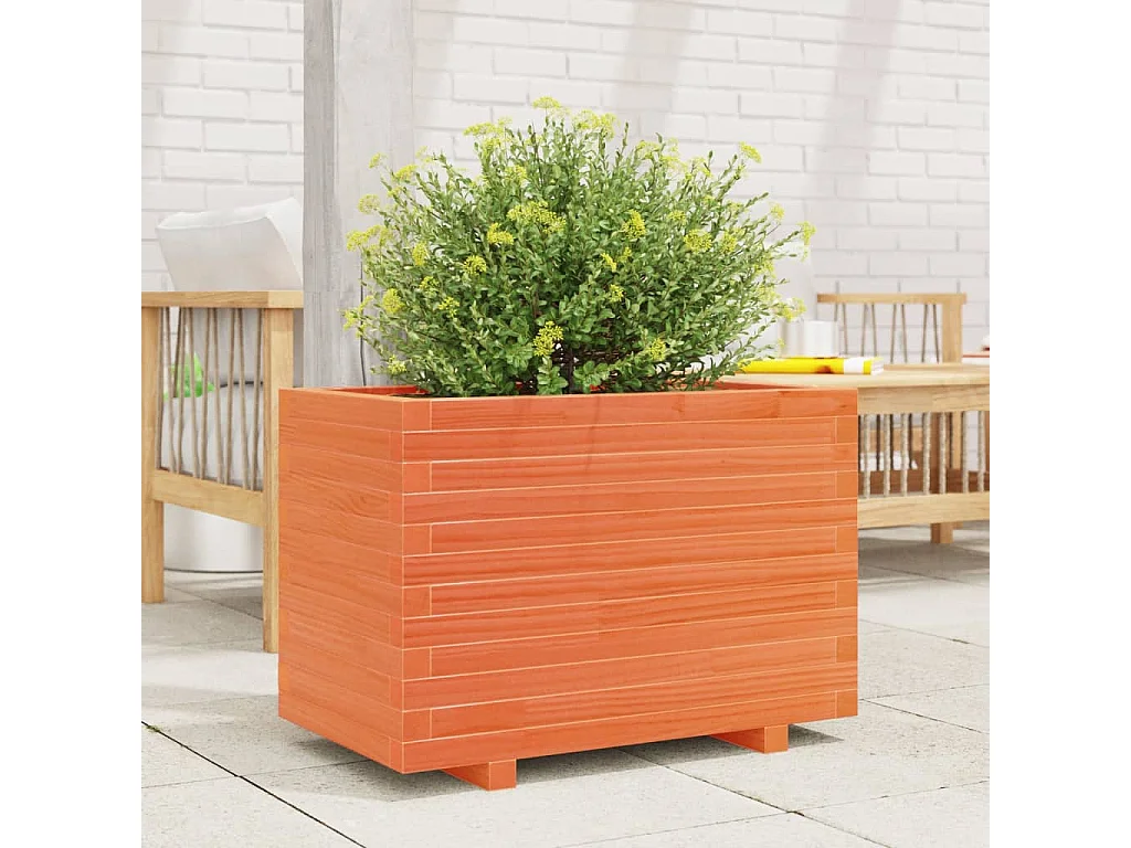 Jardinière cire marron 70x40x49,5 cm bois de pin massif FR81093