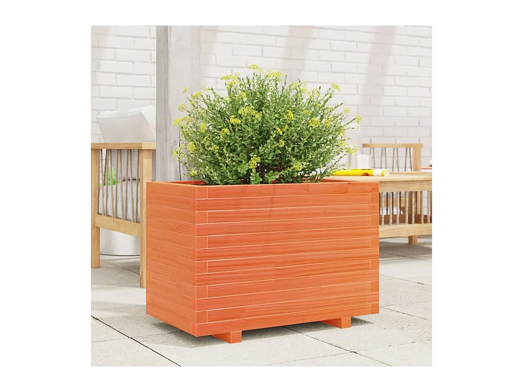 Jardinière cire marron 70x40x49,5 cm bois de pin massif FR81093