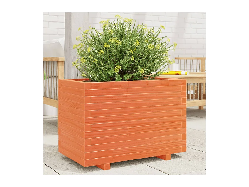 Jardinière cire marron 70x40x49,5 cm bois de pin massif FR81093