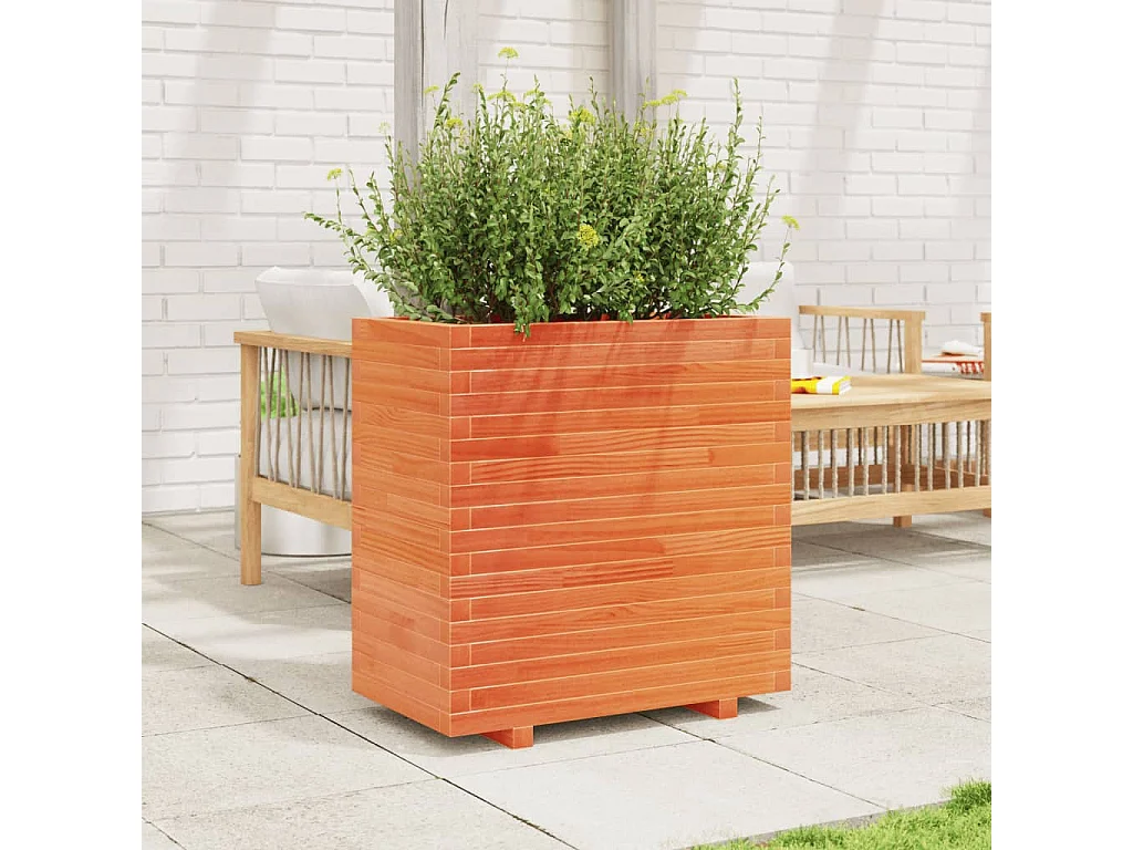 Jardinière cire marron 70x40x72 cm bois de pin massif FR20156