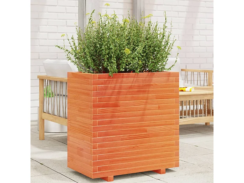 Jardinière cire marron 70x40x72 cm bois de pin massif FR20156