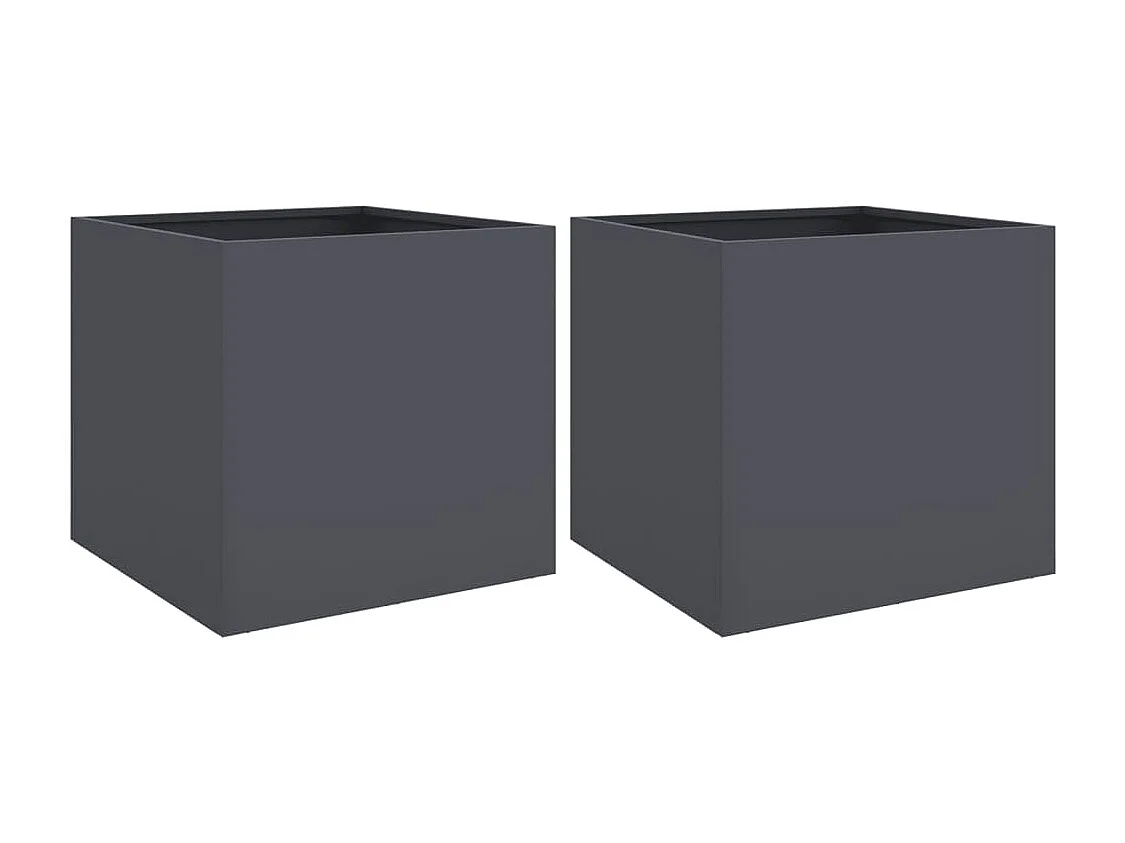 Jardineras 2 uds acero laminado en frío antracita 49x47x46 cm ES565767
