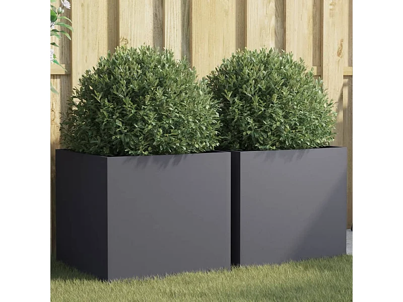 Jardinières 2 pcs anthracite 49x47x46 cm acier laminé à froid FR55922