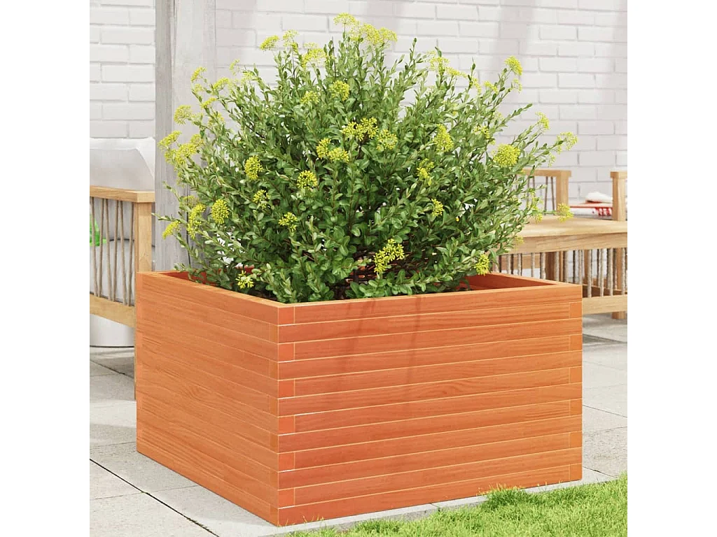 Plantenbak 80x80x46 cm massief grenenhout wasbruin BE702936