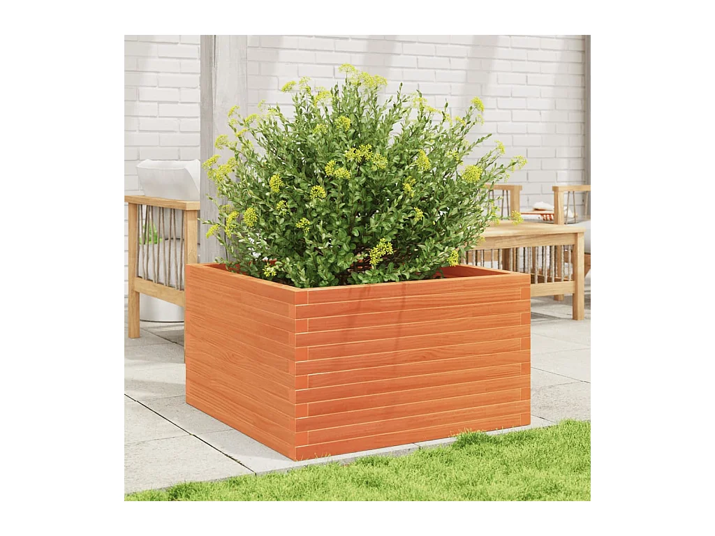 Jardinière cire marron 80x80x46 cm bois de pin massif FR53251