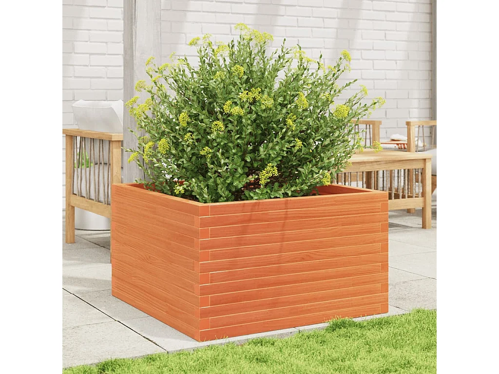 Plantenbak 80x80x46 cm massief grenenhout wasbruin BE702936