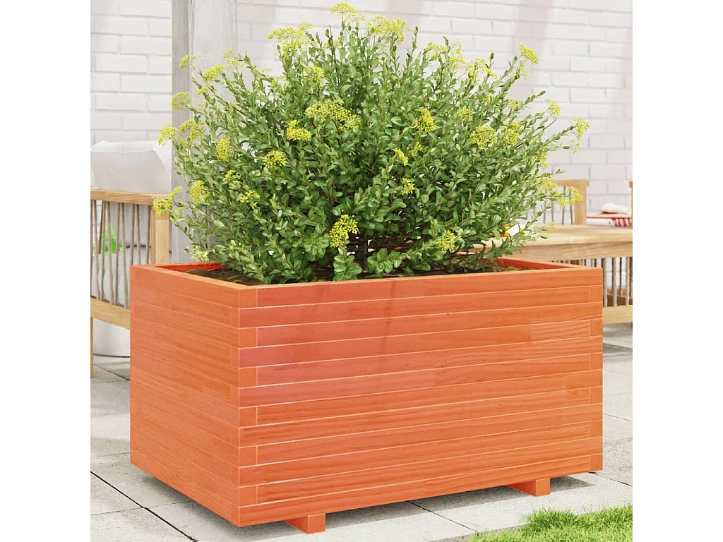 Jardinière cire marron 90x60x49,5 cm bois de pin massif FR56924