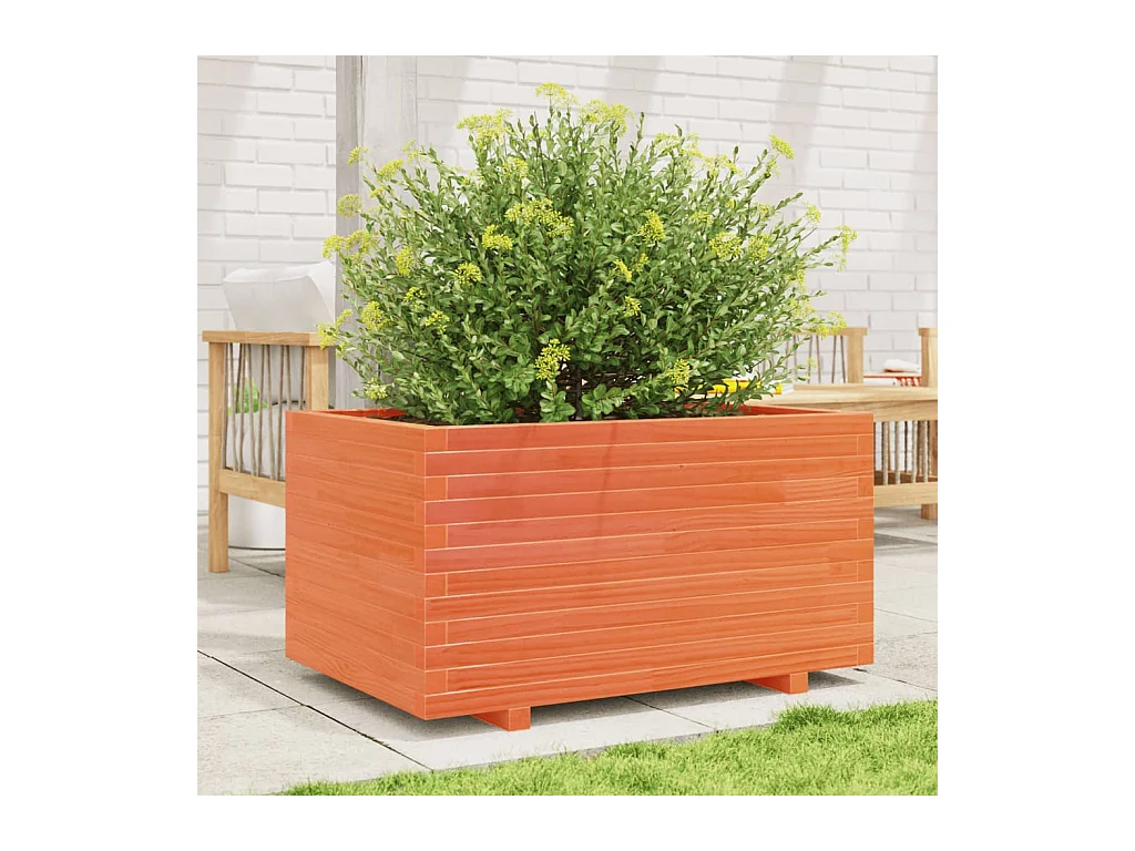 Jardinière cire marron 90x60x49,5 cm bois de pin massif FR56924