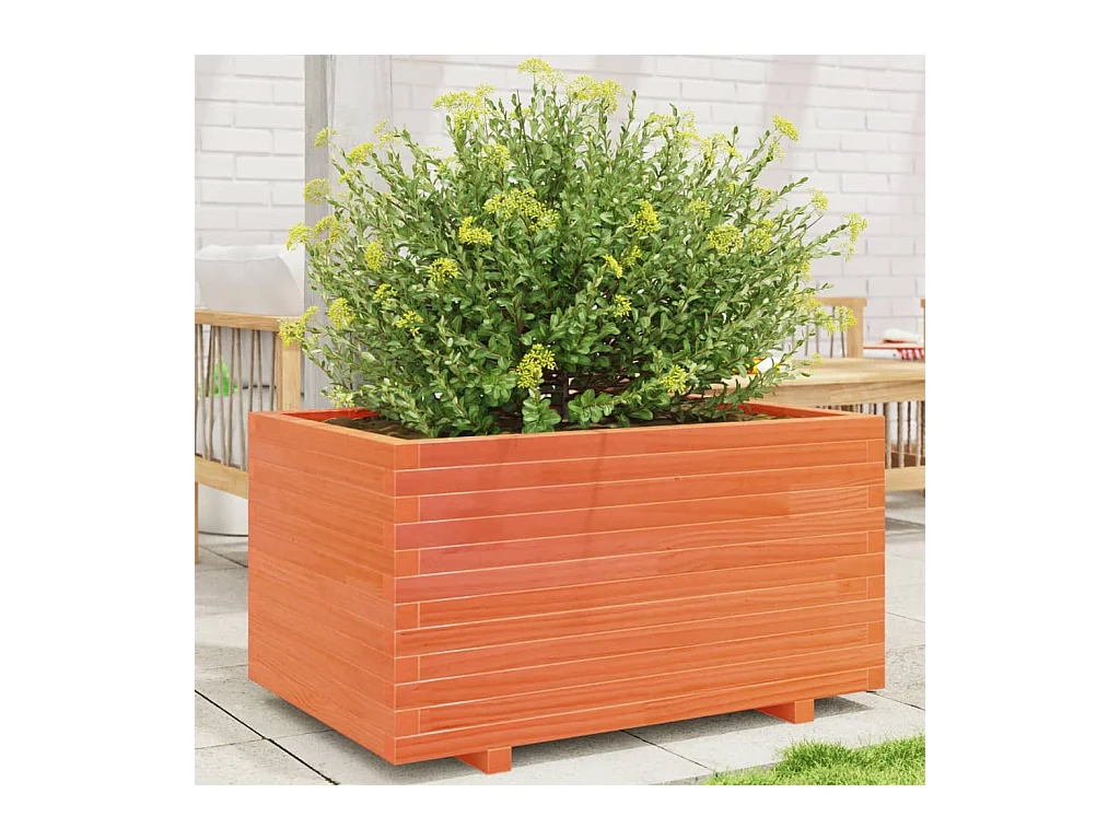 Jardinière cire marron 90x60x49,5 cm bois de pin massif FR56924