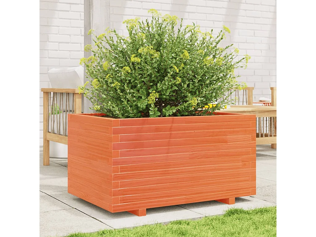 Jardinière cire marron 90x60x49,5 cm bois de pin massif FR56924