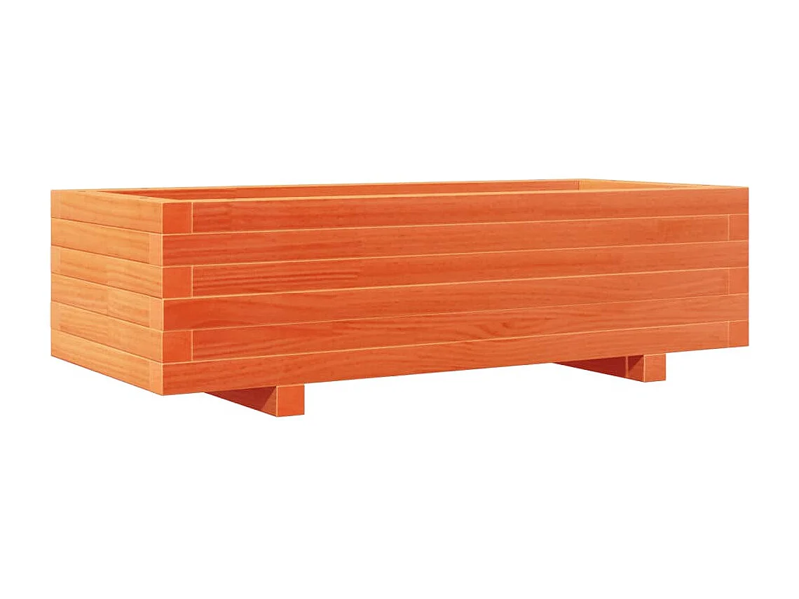 Jardinera de madera maciza de pino marrón cera 90x40x26,5 cm ES171596