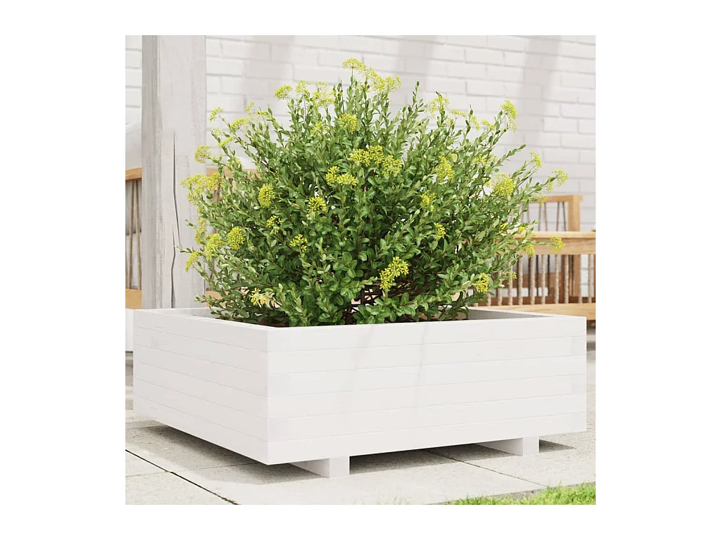 Jardinière blanc 70x70x26,5 cm bois de pin massif FR30871