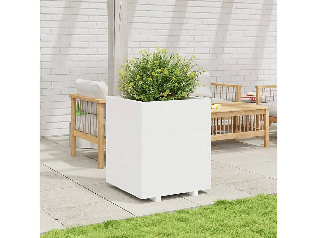 Jardinière blanc 60x60x72,5 cm bois de pin massif FR44092
