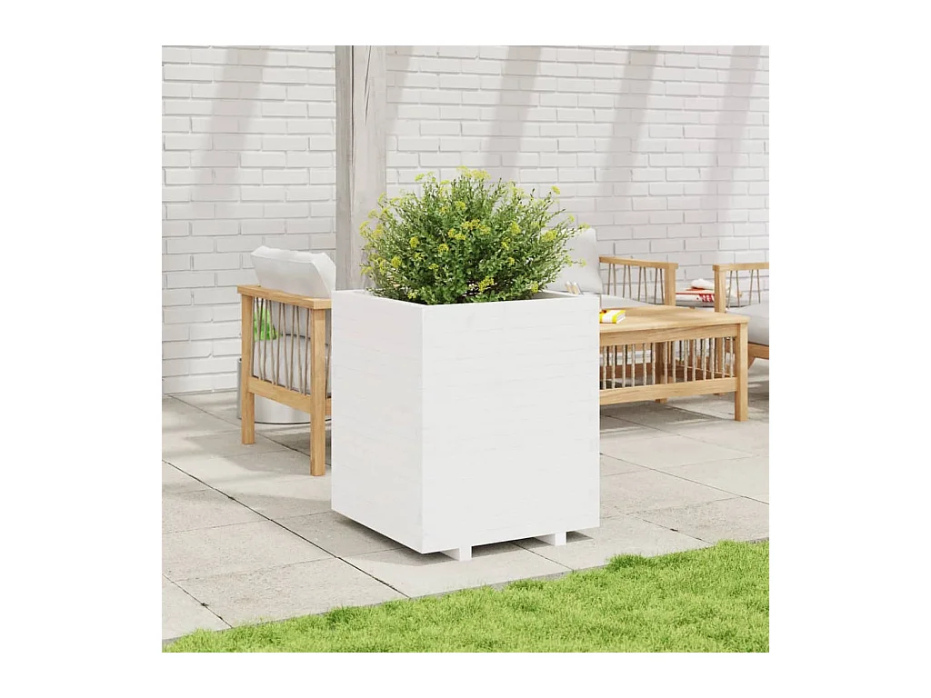 Jardinière blanc 60x60x72,5 cm bois de pin massif FR44092