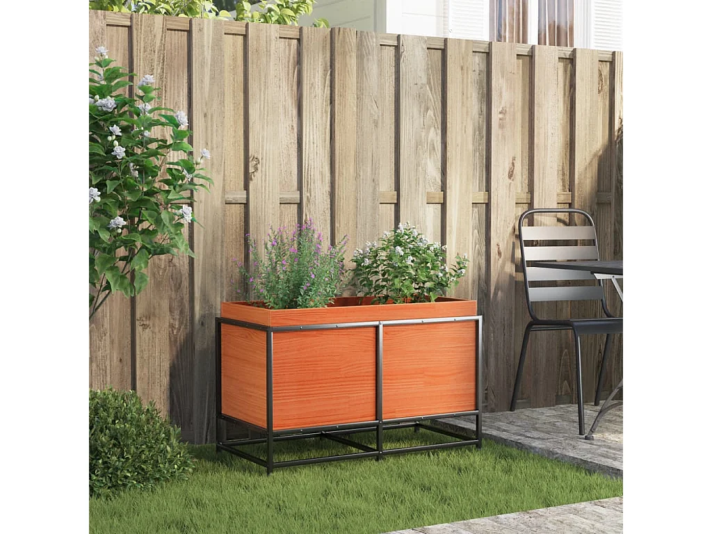 Jardinière cire marron 80x40x50 cm bois de pin massif FR43563