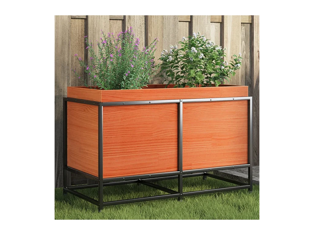 Jardinière cire marron 80x40x50 cm bois de pin massif FR43563