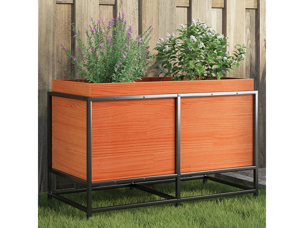 Jardinière cire marron 80x40x50 cm bois de pin massif FR43563