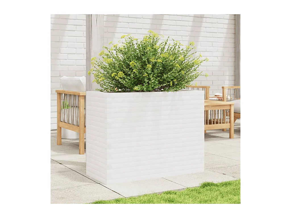 Jardinière blanc 90x40x68,5 cm bois de pin massif FR97250