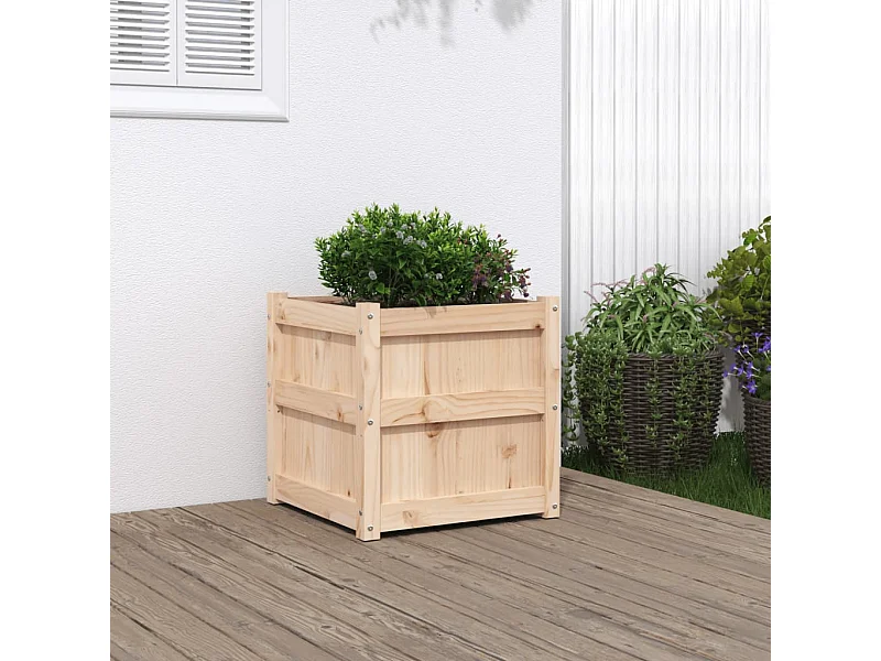 Vaso/floreira de jardim 50x50x50 cm madeira de pinho maciça PT357091