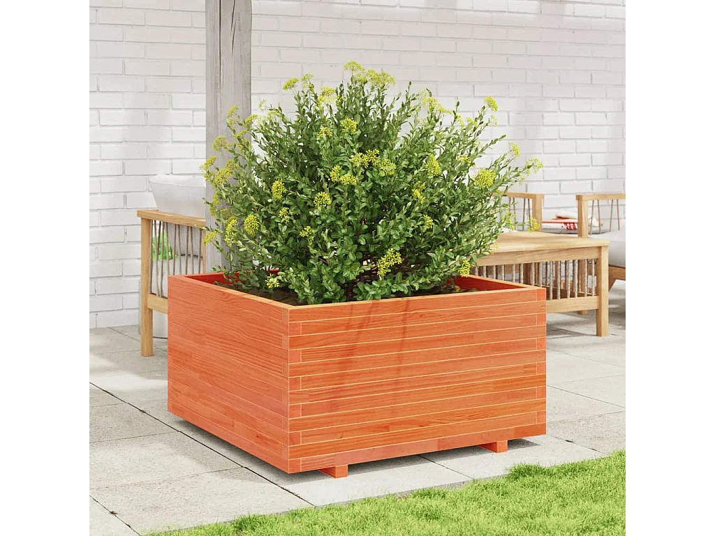 Plantenbak 90x90x49,5 cm massief grenenhout wasbruin BE205742