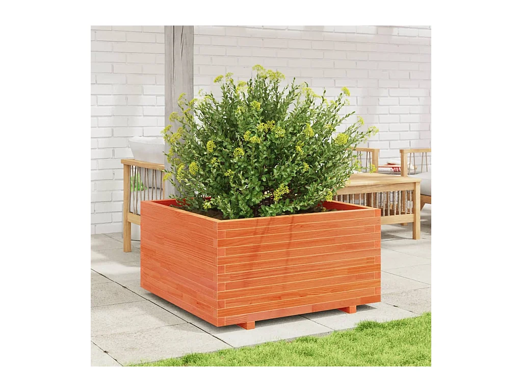 Jardinière cire marron 90x90x49,5 cm bois de pin massif FR18572