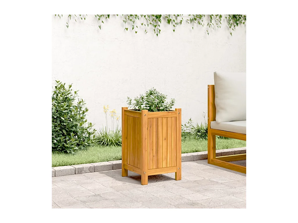 Jardinière avec doublure 31x31x50 cm bois massif d'acacia FR73978