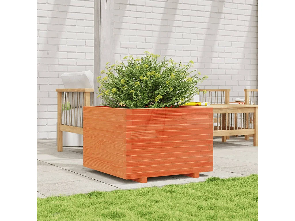 Plantenbak 70x70x49,5 cm massief grenenhout wasbruin BE619652