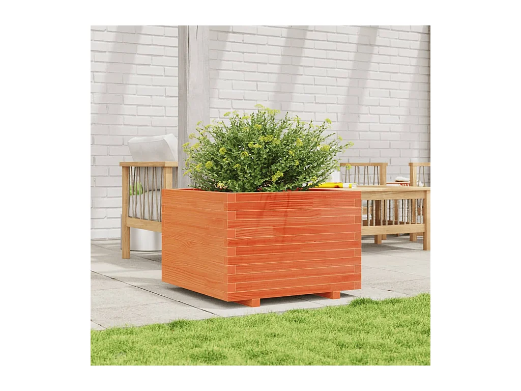 Jardinière cire marron 70x70x49,5 cm bois de pin massif FR61272