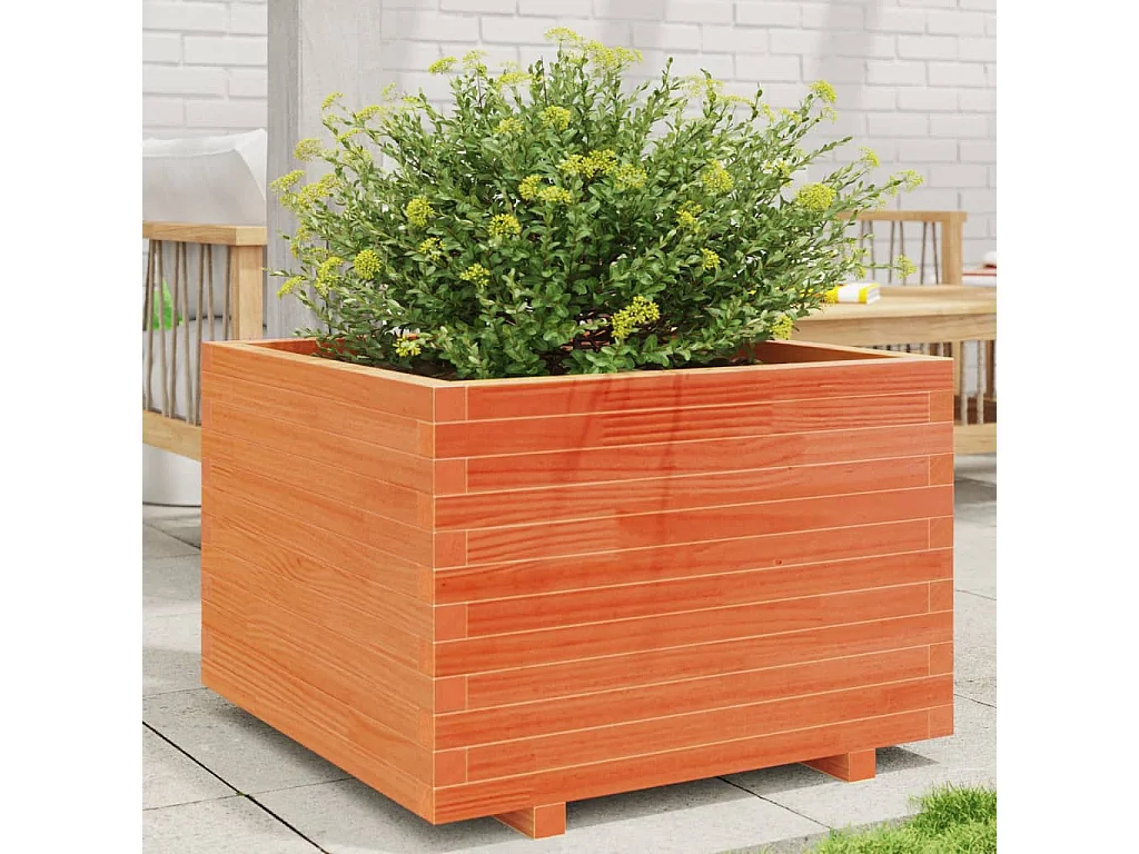 Jardinière cire marron 70x70x49,5 cm bois de pin massif FR61272