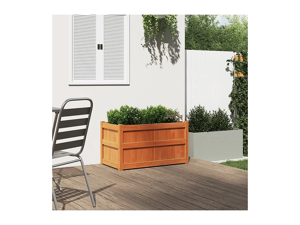 Jardinière cire marron 90x50x50 cm bois de pin massif FR98129