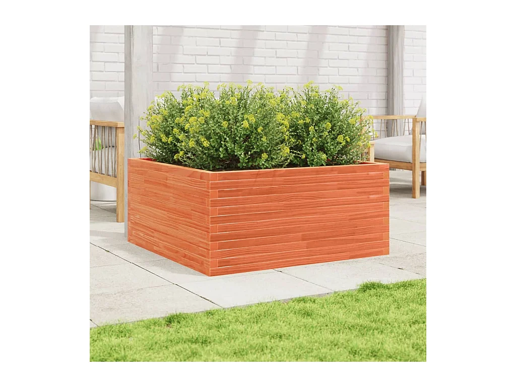 Jardinière cire marron 100x100x46 cm bois de pin massif FR89053