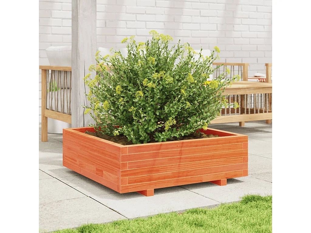 Plantenbak 90x90x26,5 cm massief grenenhout wasbruin BE643054
