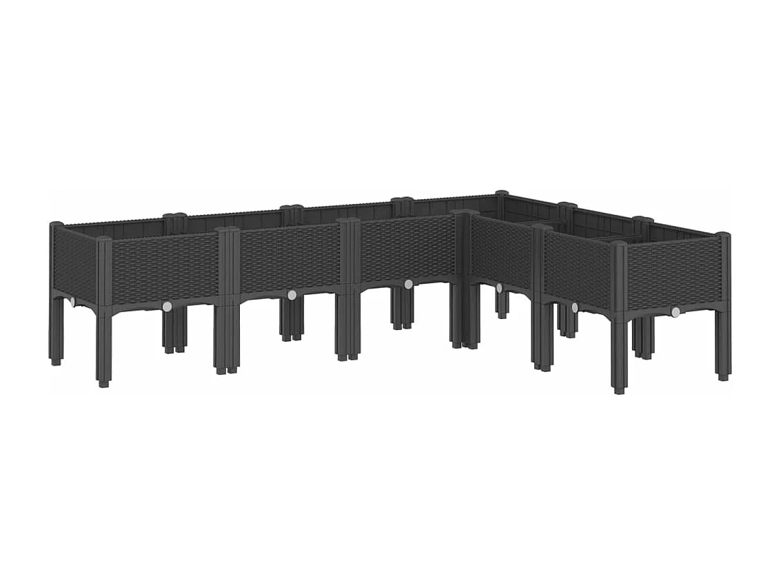 Jardinera con patas PP negro 160x120x42 cm ES464948